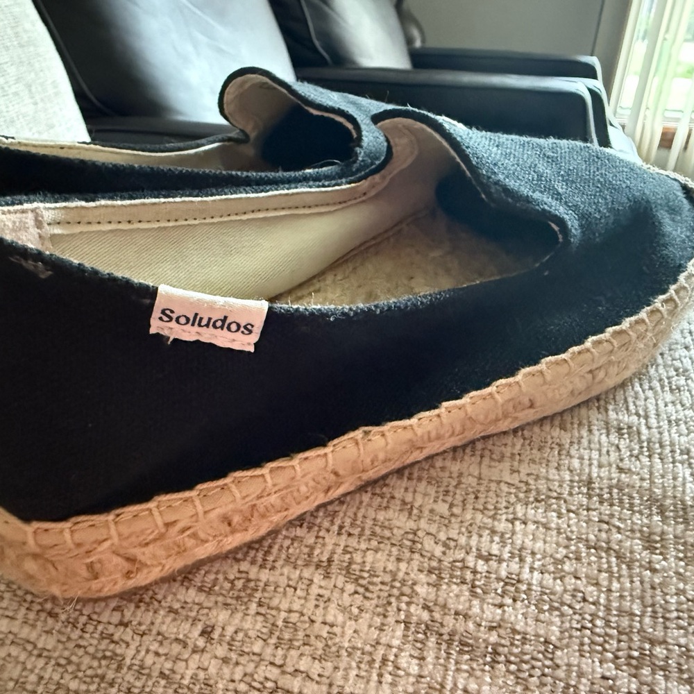 Soludos Black and Tan Moccasins
